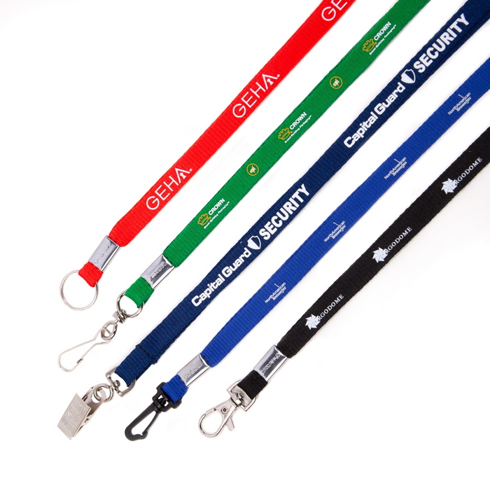 SDP3817350  Flat Polyester 3/8" Lanyards with C...
